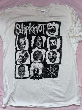 Vintage Slipknot Tour Graphic Band Tee in White and Black